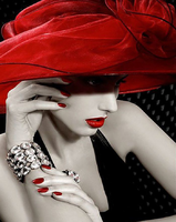 Алмазная вышивка Номерашка &laquo;Коробка 20 шт: Девушка с красной шляпой&raquo;