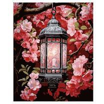 Свечной фонарь на розовой ветке