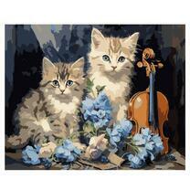 Два полосатых котёнка и скрипка