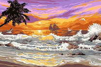 Белые волны и корабль в море