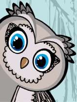 Милая сова с голубыми глазами