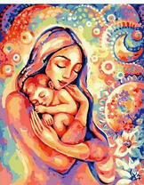 Мать и младенец среди цветов