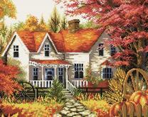 Домик с рыжий крышей