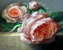 Розовые розы в букете