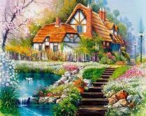 Домик у весеннего пруда