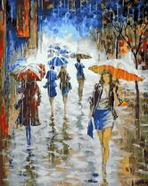 Люди на улице под осенним дождём