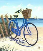 Велосипед с корзиной у моря