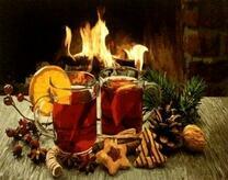 Чай с корицей и имбирным печеньем у огня