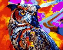 Филин в красках тёплых тонов
