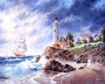 Грозовые тучи у мыса с маяком