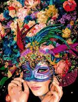 Девушка в маске и цветы