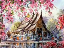 Пагода среди розового цветения
