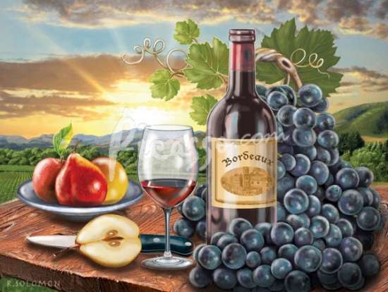 Картина по номерам 40x50 Вино, виноград и груши