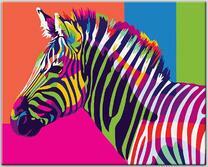 Цветная зебра на цветном фоне