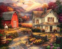 Уютная ферма в осеннем лесу