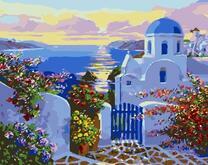 Закат над морем в голубых тонах