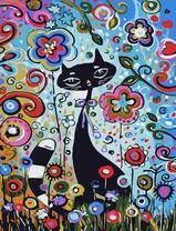 Черный кот в цветах