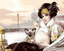 Дама с кошкой в зимнем Петербурге