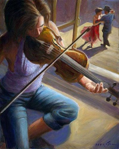 Картина по номерам 40x50 Девушка играет на скрипке для пары