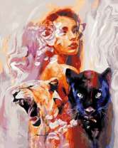 Девушка, пантера и пума