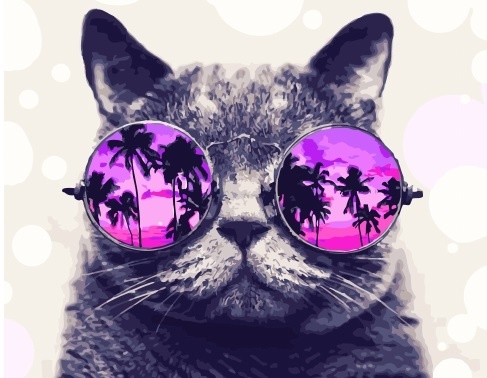 Картина по номерам 40x50 Кот в очках у пальм