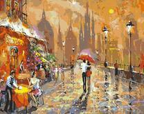 Дождик на улице чешского города