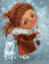 Девченка с белой собачкой