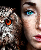 Портрет девушки и филина