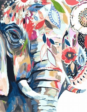 Картина по номерам 40x50 Слон и цветы