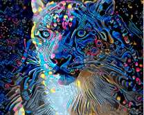 Взгляд леопарда в ярких красках и фигурах