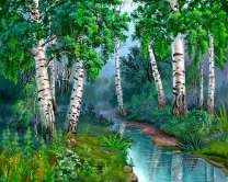 Ручей в берёзовом лесу