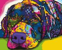 Хорошый пёс в ярких фигурах