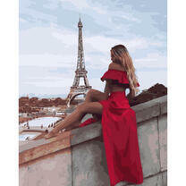 Девушка в красном платье. Париж