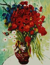 Букет из маков, ромашек и васильков