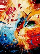 Красивая цветная кошечка