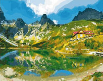 Небольшой домик у горного озера