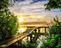 Утренний пейзаж на озере