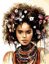 Кучерявая девушка с бабочками