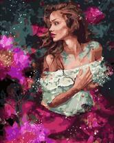 Девушка среди ярких цветов