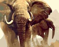 Слоны на фоне пирамид