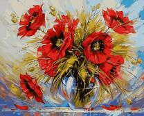 Маки в прозрачной вазе