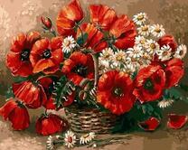 Корзинка маокв и ромашек