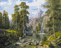 Красивый лесной пейзаж с водопадом