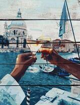 Шампанское и вид на собор в Венеции