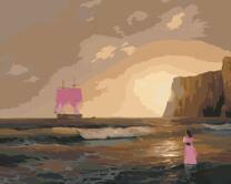 Девушка на берегу встречает корабль