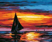 Парусники в море на закате