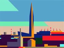 Изображение города и корабля