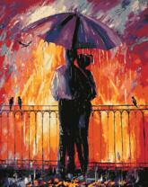 Двое в дождь под зонтом