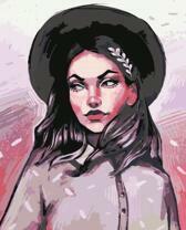 Девушка в черной шляпке на ветру