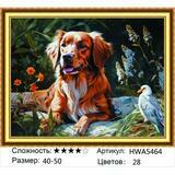 Алмазная мозаика 40x50 Рыжий пёс и белая птица